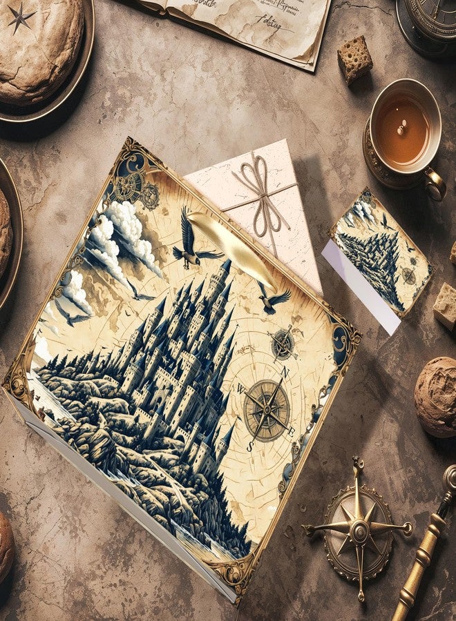 Woosytoo Large Magic Wizard Gift Bag with Tissue Paper and Greeting Card Ancient Castle Princess Birthday Party Favor Bags Magical Wizard School Wedding Gift Wrapping Paper Bag for Themed Birthday Party - Image 5
